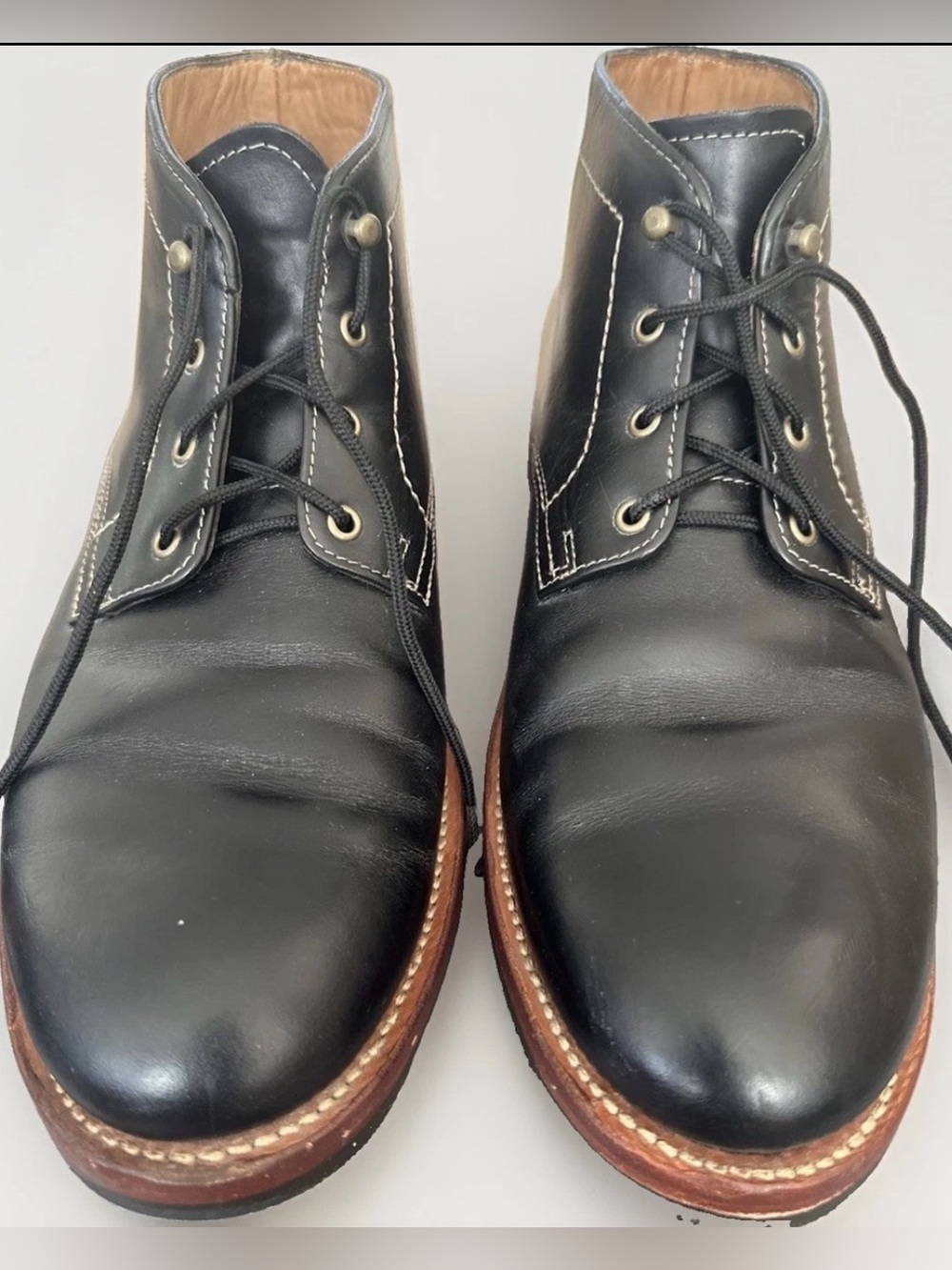 Trask Black Leather Lace up Chukka Ankle Boots Vibram sole 12